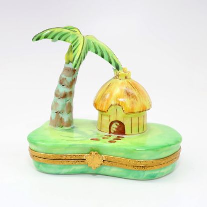 Picture of Limoges Porcelain Palm Tree with Grass Cabana Trinket Box by Artoria