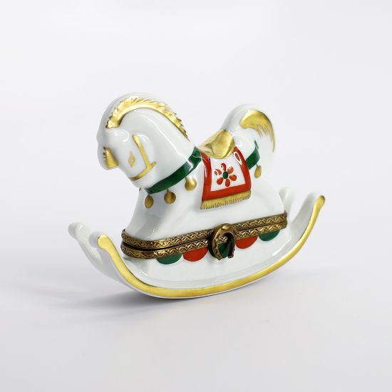 Picture of  Christmas Rocking Horse Limoges Trinket Box By Parry Vieille