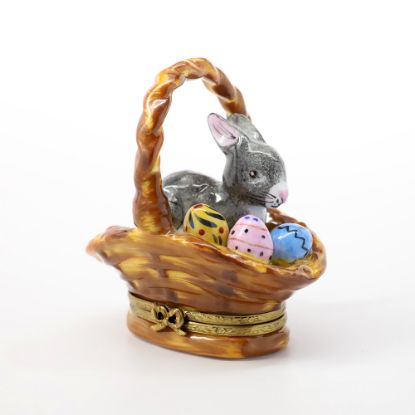 Picture of Easter Bunny & Eggs In Easter Basket Limoges Trinket Box By Elda Creations