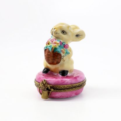 Picture of Rabbit With Basket Of Flowers Limoges Trinket Box By Chamart