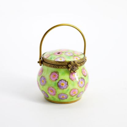 Picture of Retired Lidded Lunch Pail Limoges With Floral Motif By Parry Vieille