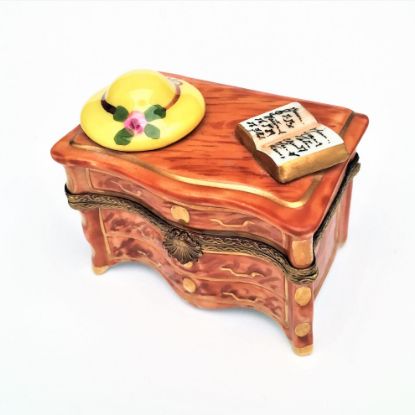 Picture of Retired Dresser With Hat & Book Limoges Trinket Box