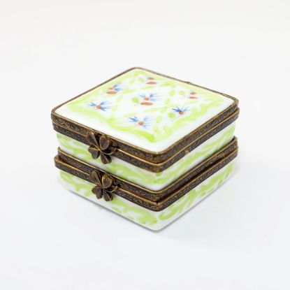 Picture of Retired Double Hinged Limoges Trinket Box By Eximious With Thistles & Clovers