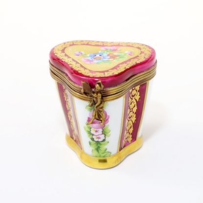 Picture of Vintage Traditional Floral, Gold & Bugundy Limoges Trinket Box