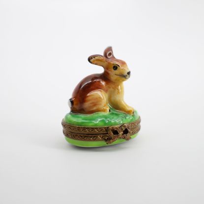 Picture of  Retired Brown Rabbit In The Grass Limoges Trinket Box By Parry Vieille