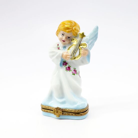 Picture of Perry Vieille Angel With Lyre Limoges Trinket Box