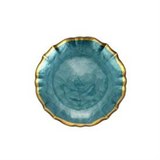 Picture of Vietri :Teal Viva Pastel Glass Cocktail Plate.