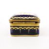 Picture of  Vintage Traditional Square Cobalt Blue Trinket Box With Floral Spray On Lid