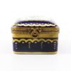 Picture of  Vintage Traditional Square Cobalt Blue Trinket Box With Floral Spray On Lid