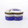 Picture of Retired Heart Shaped Limoges Trinket Box With Roses On Cobalt Blue Background