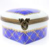 Picture of Retired Heart Shaped Limoges Trinket Box With Roses On Cobalt Blue Background