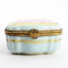 Picture of Antique Limoges Trinket Box In Light Blue With Traditional Flower & Instruments Motif On Lid