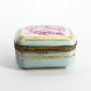 Picture of Antique Limoges Trinket Box In Light Blue With Traditional Flower & Instruments Motif On Lid