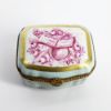 Picture of Antique Limoges Trinket Box In Light Blue With Traditional Flower & Instruments Motif On Lid