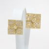 Picture of 14k Yellow Gold Square Lever Back Statement Earrings with Pavé Set Diamonds