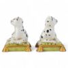 Picture of Pair of Staffordshire Inspired Ceramic Leopards on Green & Gold Pillows