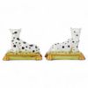 Picture of Pair of Staffordshire Inspired Ceramic Leopards on Green & Gold Pillows