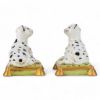 Picture of Pair of Staffordshire Inspired Ceramic Leopards on Green & Gold Pillows