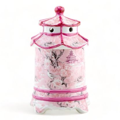 Picture of Lidded Pink Pagoda Ceramic Box