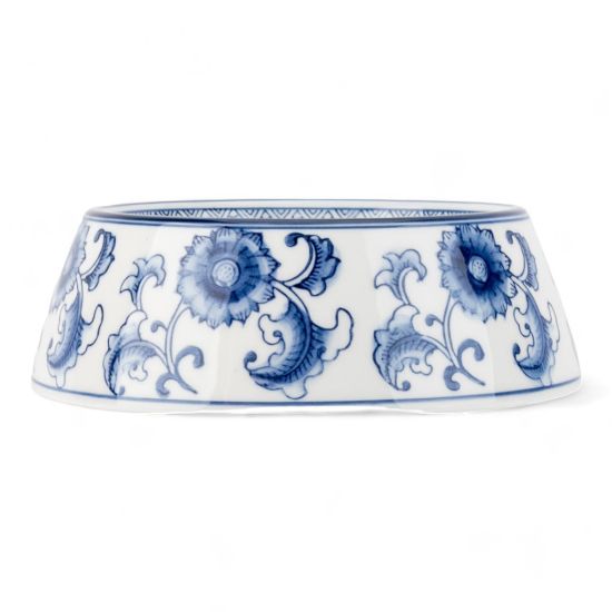 Picture of Chinoiserie Inspired Blue & White Ceramic Non-Tip Dog Bowl