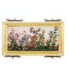 Picture of Rectangular Ceramic Floral Tray with Yellow Border & Dragonfly Feet