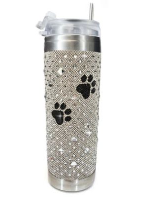 Picture of Jaqueline Kent 'Diamonds in the Ruff Collection' AB Crystal Tumbler with Black Paw Prints