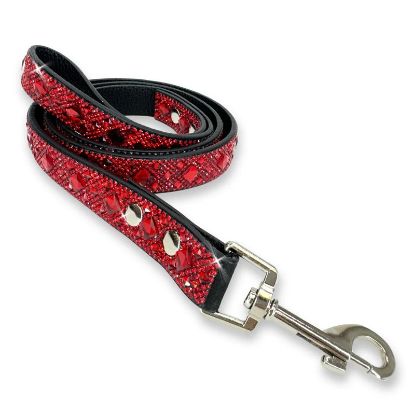 Picture of Jacqueline Kent 'Diamonds in the Ruff' Light Red Bejeweled Dog Leash