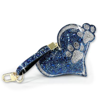 Picture of Jacqueline Kent 'Diamonds in the Ruff' Blue Bejeweled Purse Charm with Silver Paw Prints