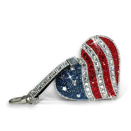 Picture of Jacqueline Kent Bejeweled American Flag Puffy Heart Purse Charm