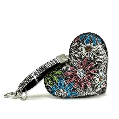 Picture of Jacqueline Kent Bejeweled Hematite Flower Power Puffy Heart Purse Charm