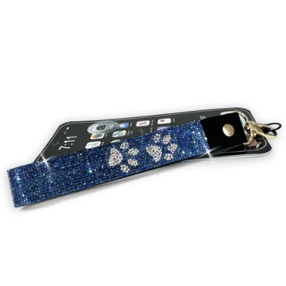 Picture of Jacqueline Kent Bejeweled 'Diamonds in the Ruff' Phone Lanyard in Blue with Silver Paw Prints