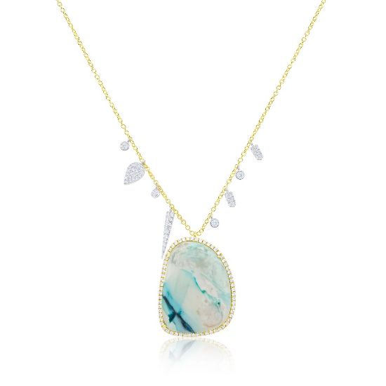 Picture of 14k Two Toned Yellow Gold Opalized Wood Necklace