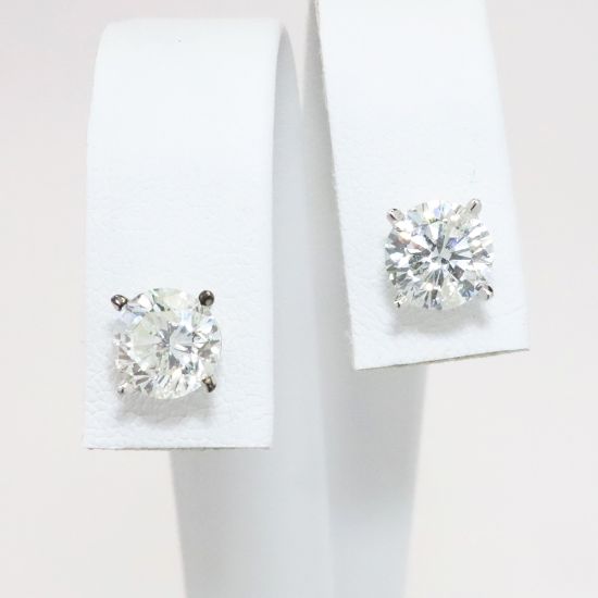 Picture of 14k White Gold 3.02CTW Diamond Solitaire Studs 