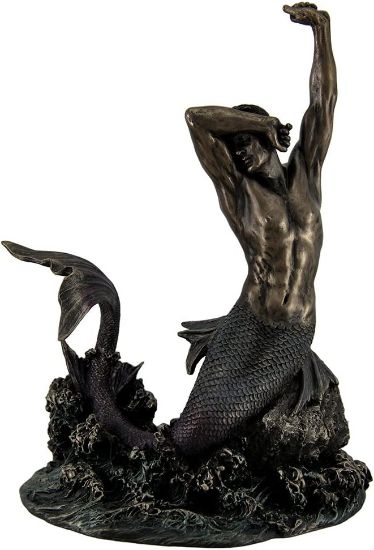 Picture of Merman Stretching on Rock Cold Cast Bronze Figurine