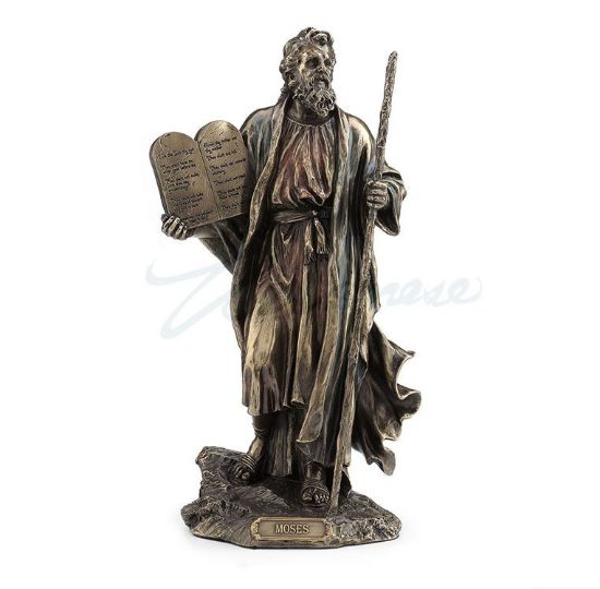 Picture of Moses Holding the Ten Commandments Cold Cast Bronze Figurine