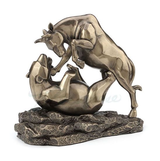 Picture of Stock Market Bull & Bear Fighting Cold Cast Bronze Statue