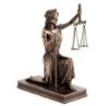 Picture of Lady Justice Kneeling Holding a Sword & Scales Cold Cast Bronze Figurine