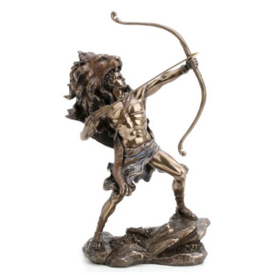 Picture of Hercules Wearing the Nemean Lion's Skin with a Bow & Arrow Cold Cast Bronze