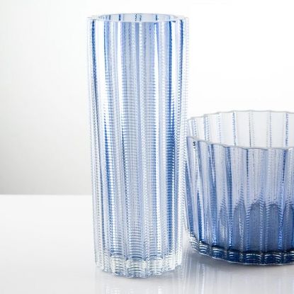 Picture of Matt Kolbrener Tall Threaded Blue Glass Vase