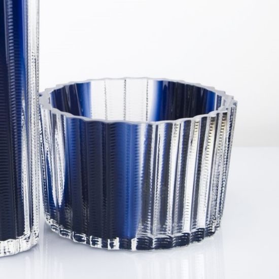 Picture of Matt Kolbrener Low Threaded Glass Bowl in Indigo Blue Splash