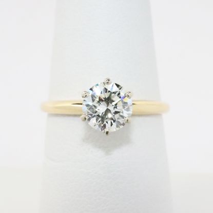 Picture of 14k Yellow Gold & Round Brilliant Cut Diamond Solitaire Engagement Ring