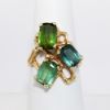 Picture of 14k Yellow Gold Brutalist Ring with Three Green Tourmalines