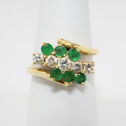 Picture of 14k Yellow Gold, Emerald & Diamond Ring 