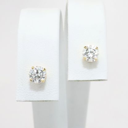 Picture of 14k Yellow Gold & Diamond Solitaire Stud Earrings