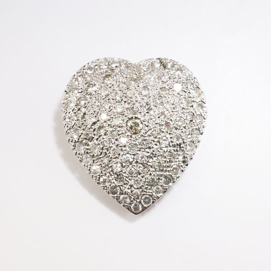 Picture of 14k White Gold & Pavé Set Diamond Heart Slide Pendant 