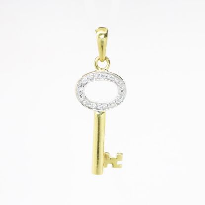 Picture of 18k Two-Tone Gold Key Pendant  with Diamond Accents