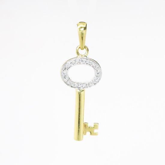 Picture of 18k Two-Tone Gold Key Pendant  with Diamond Accents