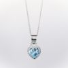 Picture of 18k White Gold Necklace & Heart Cut Blue Topaz Pendant with Diamond Halo