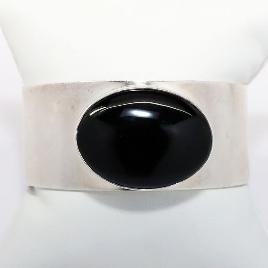 Picture of Mignon Faget New Orleans Sterling Silver & Onyx Cabochon Cuff Bracelet