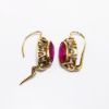 Picture of Antique Early 1920's Austrian 14k Yellow Gold & Oval Cut Synthetic Ruby Drop Earrings